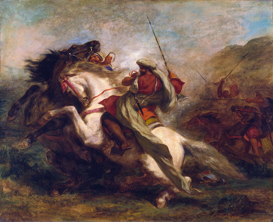 Collision of Moorish Horsemen Painting by Eugene Delacroix - Fine Art ...