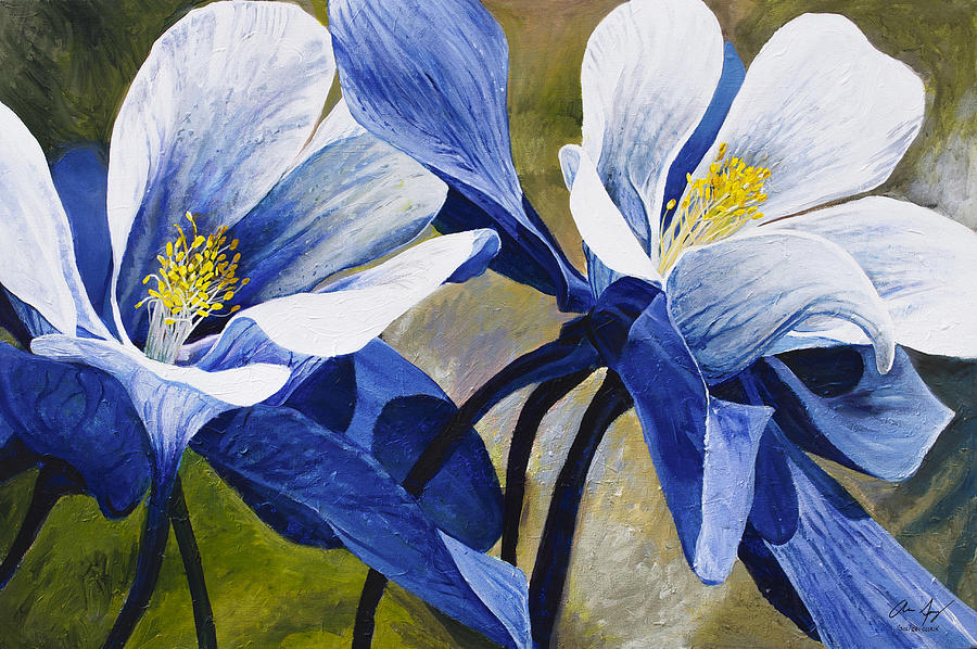 Colorado Columbines Painting by Aaron Spong