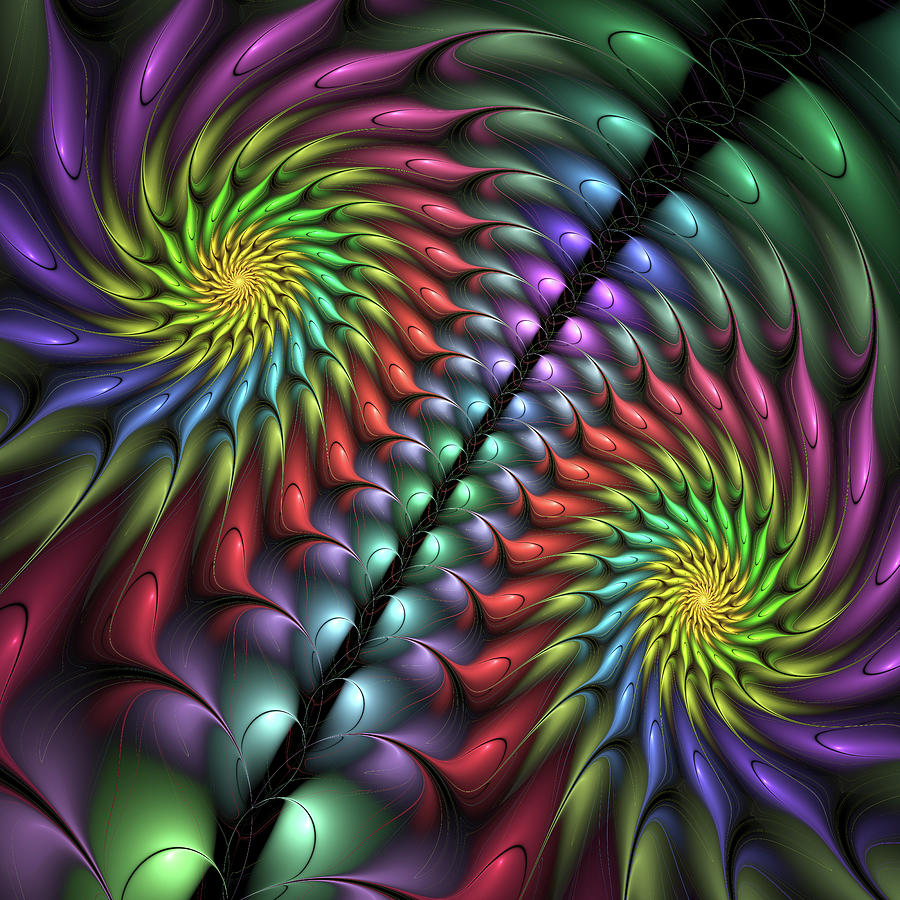 Two Spirals - Colorful Modern Fractal Art Digital Art by Gabiw Art
