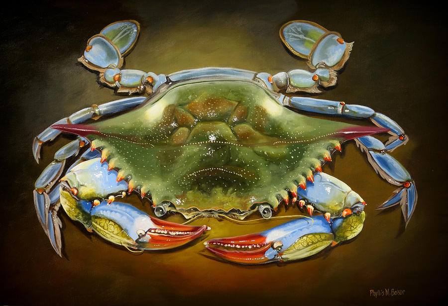 Colorful Blue Crab Painting by Phyllis Beiser