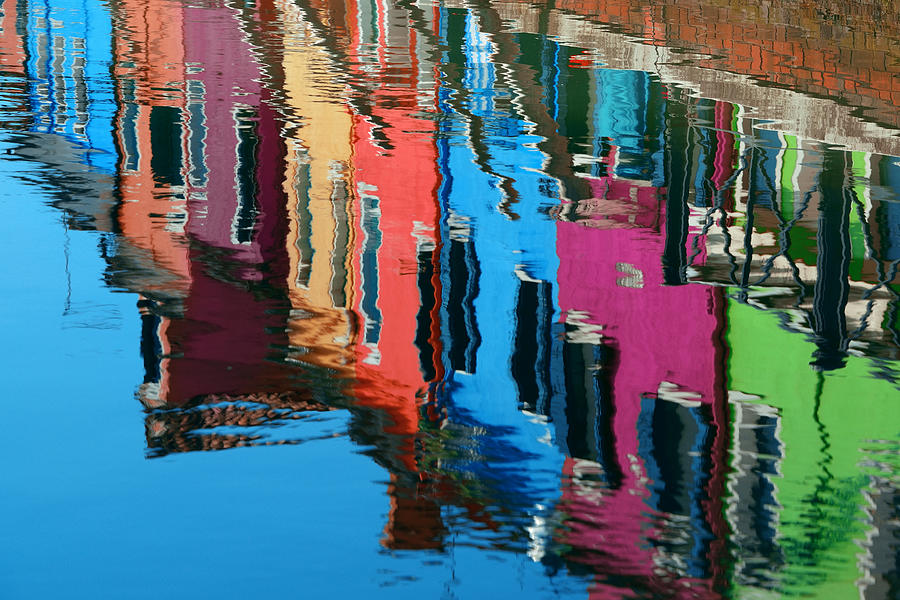 Colorful Burano reflection #1 Photograph by Songquan Deng