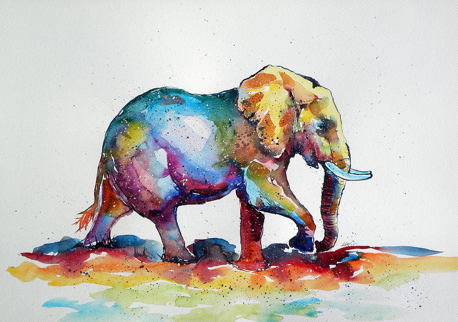 Colorful elephant #1 Painting by Kovacs Anna Brigitta