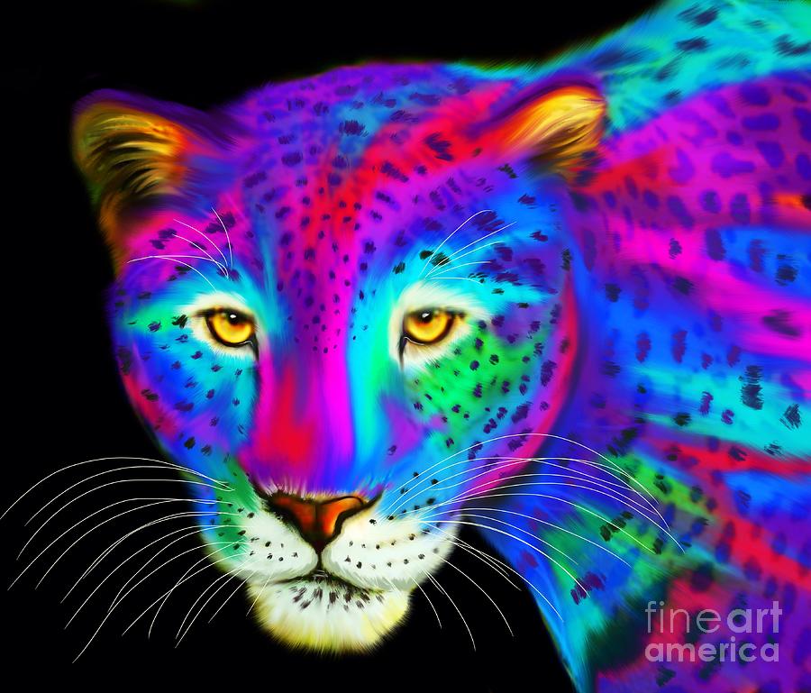 Colorful Jaguar  #2 Painting by Nick Gustafson