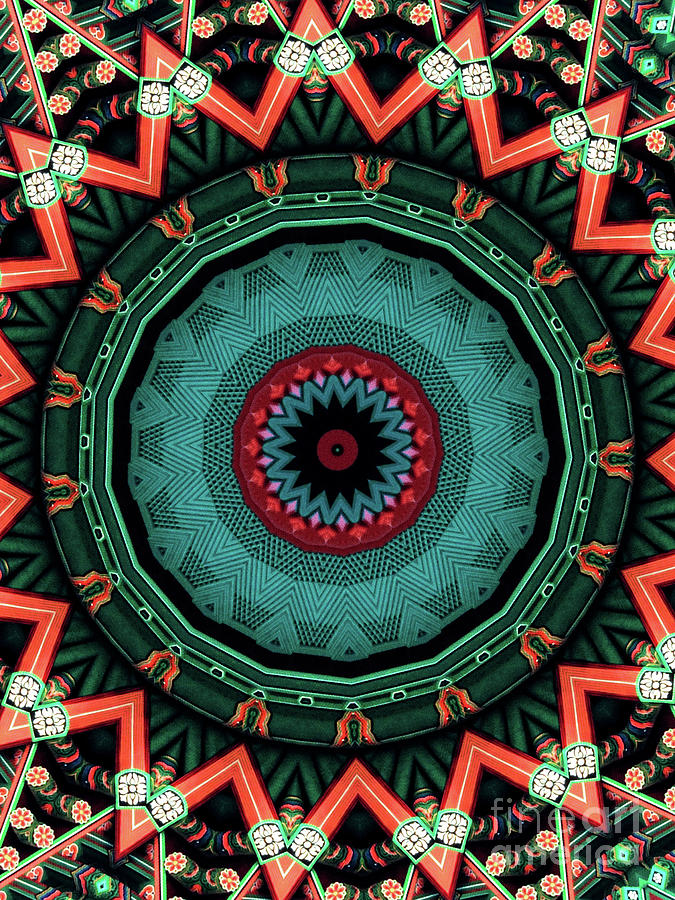 Colorful Kaleidoscope incorporating aspects of Asian Architectur #1 Digital Art by Amy Cicconi