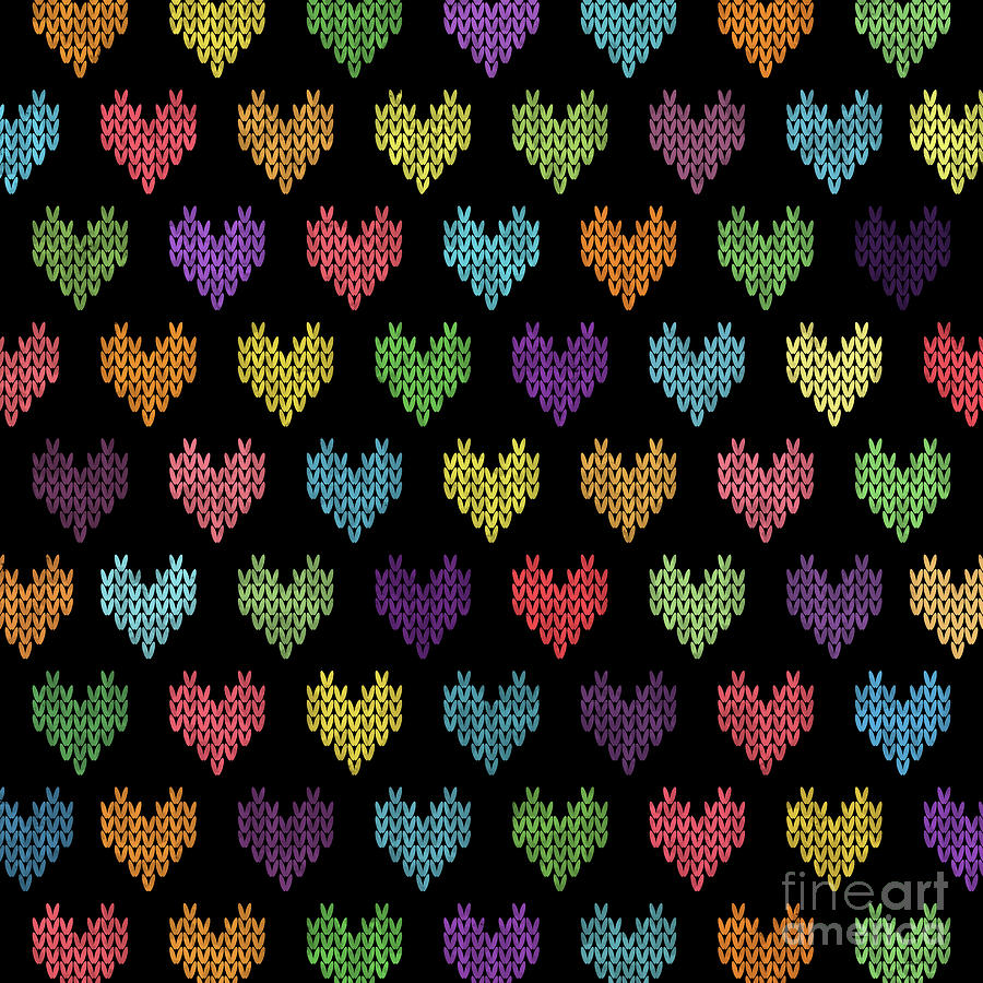 Colorful Knitted Hearts #1 Digital Art by Amir Faysal