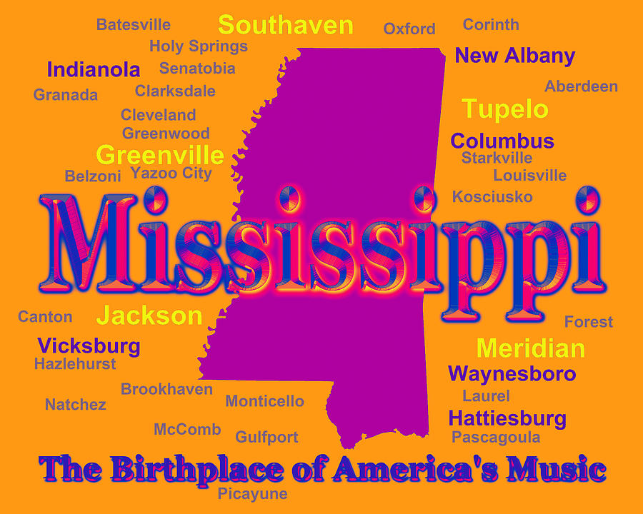 Colorful Mississippi State Pride Map Silhouette  Photograph by Keith Webber Jr