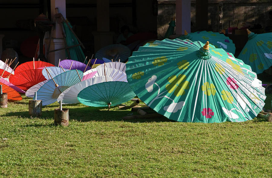 Colorful Parasols #1 Photograph by Sally Weigand