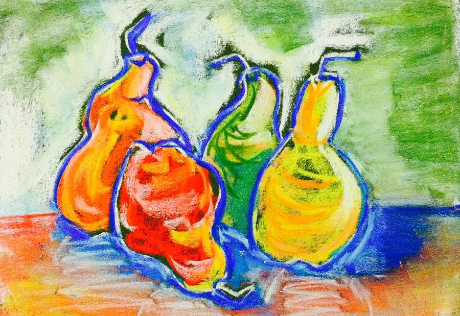 Colorful pears #1 Painting by Hae Kim