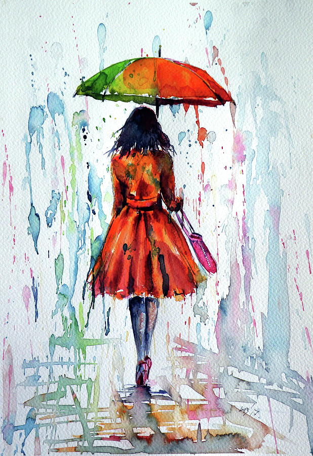 Colorful rain #2 Painting by Kovacs Anna Brigitta