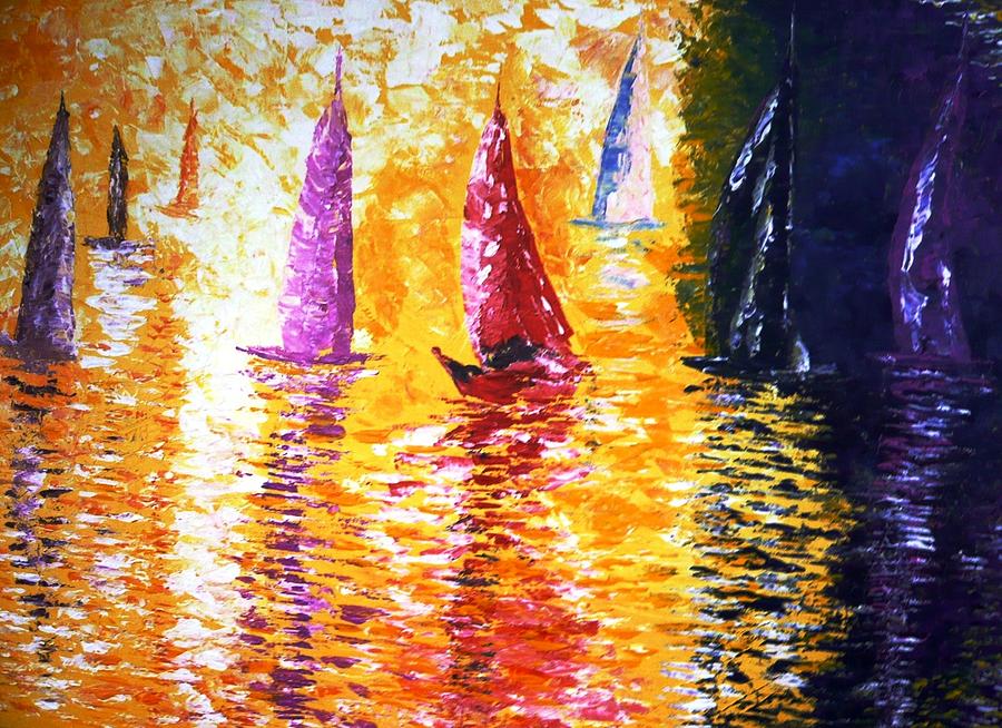 Colorful Sailing #1 Painting by Piety Dsilva