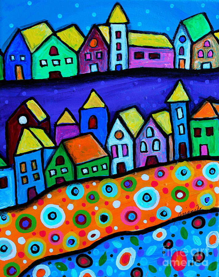 Colorful Town #1 Painting by Pristine Cartera Turkus