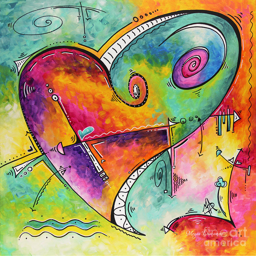 Colorful Whimsical Pop Art Style Heart Painting Unique Artwork By Megan ...