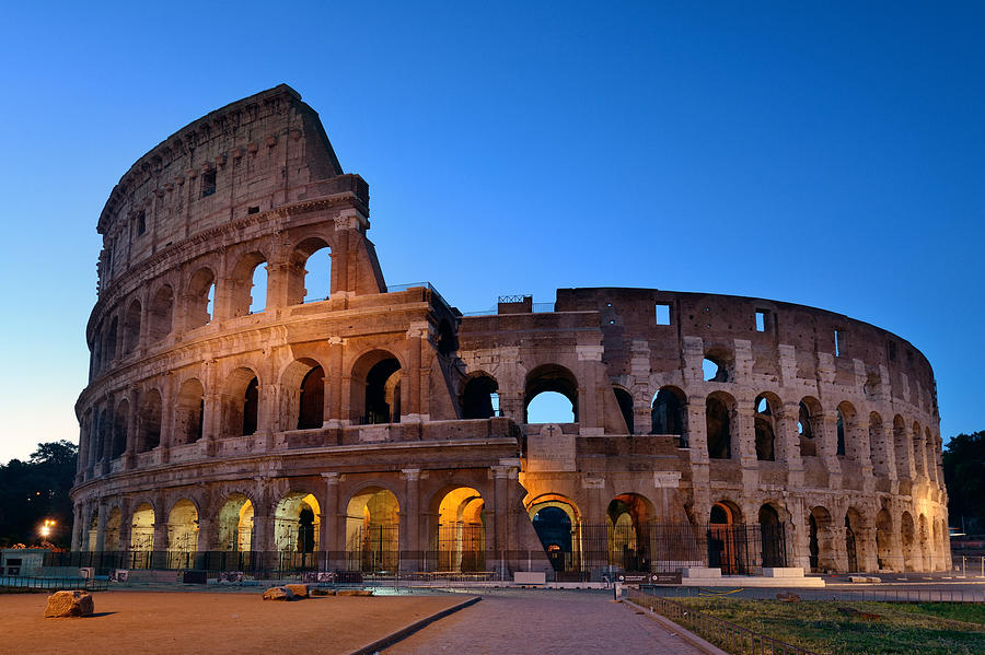Colosseum Rome night #1 Photograph by Songquan Deng