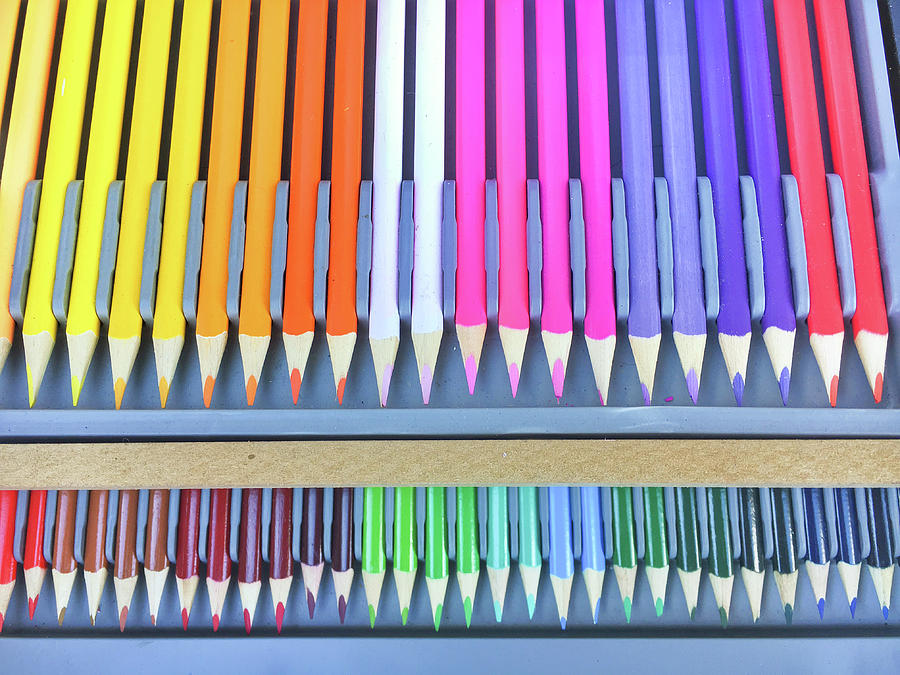Crayon Photograph - Colourful wooden pencils  #1 by Tom Gowanlock