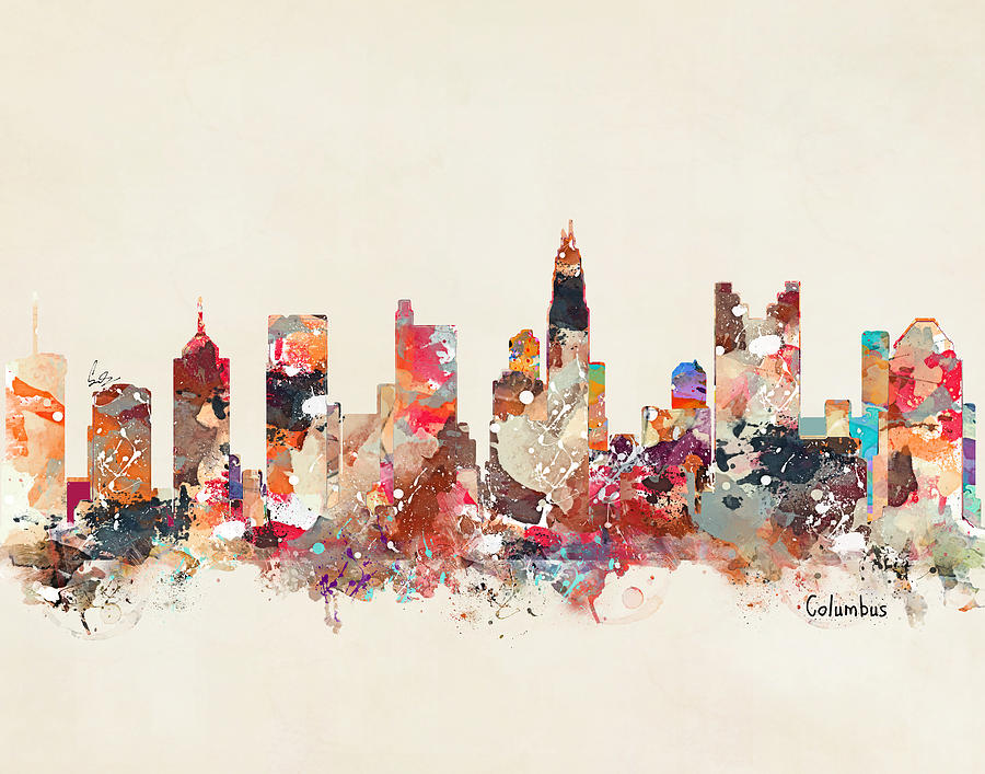 Skyline Painting - Columbus Ohio Skyline #1 by Bri Buckley