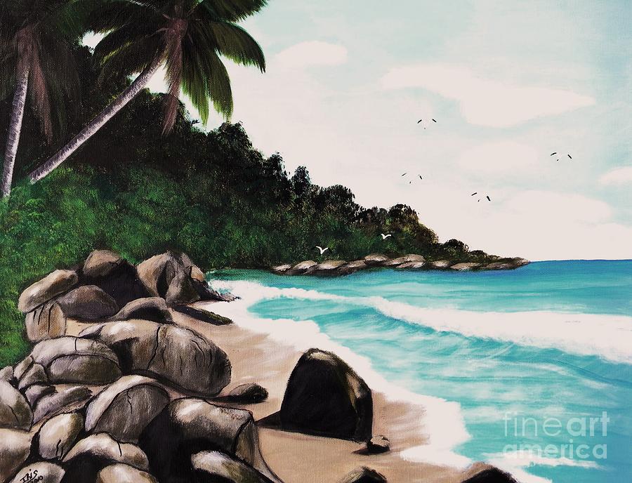Combate Beach Painting by Iris Mora Combate Beach Painting by Iris Mora