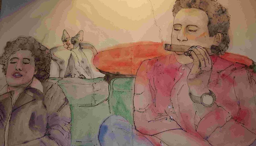 Comedians and cats album #1 Painting by Debbi Saccomanno Chan