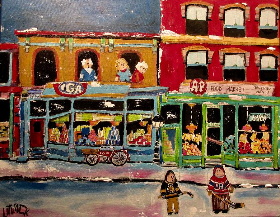 Boston Bruins Painting - Competition on Main Street #2 by Michael Litvack