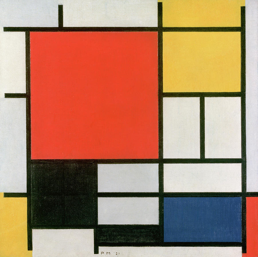 Composition in red, yellow, blue and black #1 Painting by Piet Mondrian