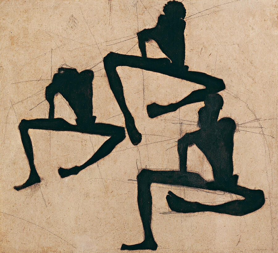 Composition with Three Male Nudes, from 1910 Drawing by Egon Schiele