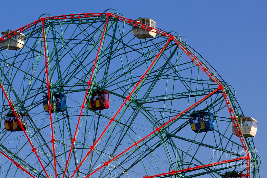 Coney Island famous landmark - Wonder Wheel Ferris Wheel #1 Photograph by Anthony Totah