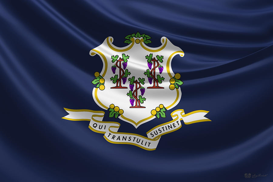 Connecticut Great Seal over Flag #2 Digital Art by Serge Averbukh