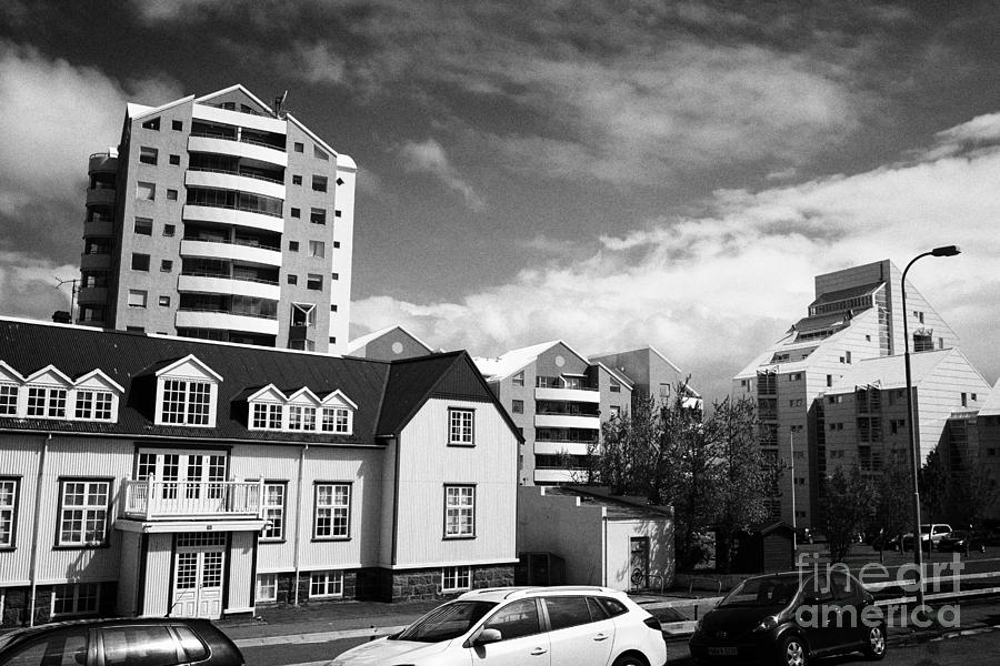 Architecture Photograph - Contrasting Architecture Between Old And New Reykjavik Iceland #1 by Joe Fox