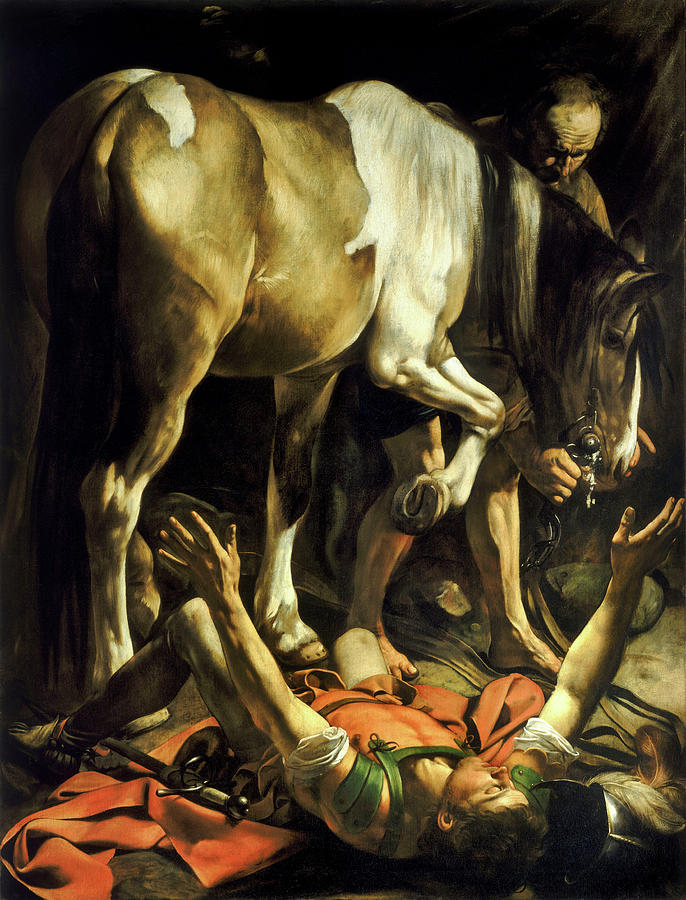 Caravaggio Painting - Conversion on the Way to Damascus #1 by Caravaggio