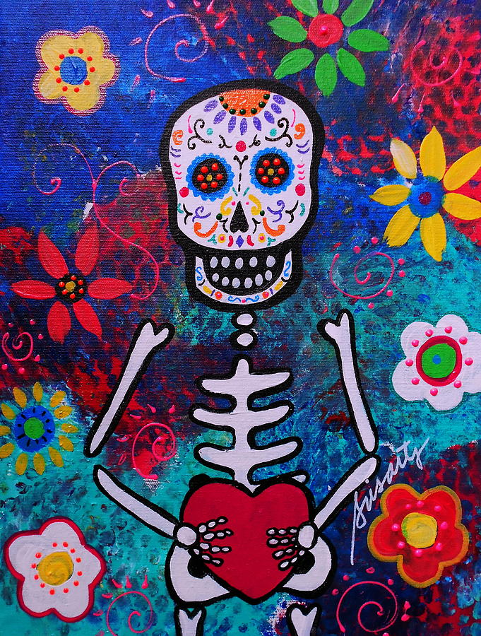 Corazon Day Of The Dead #1 Painting by Pristine Cartera Turkus