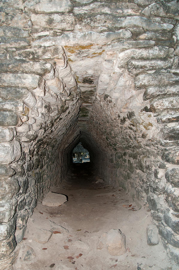 Corbeled Vault Passages in Grupo Coba At the Coba Ruins  #1 Digital Art by Carol Ailles
