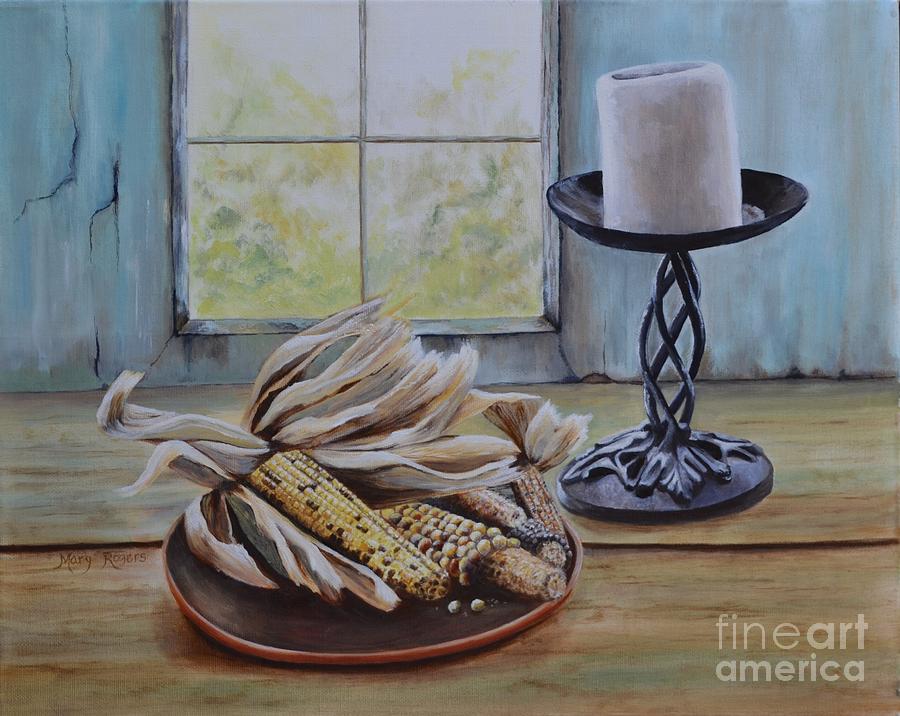 Corn and Candle #2 Painting by Mary Rogers