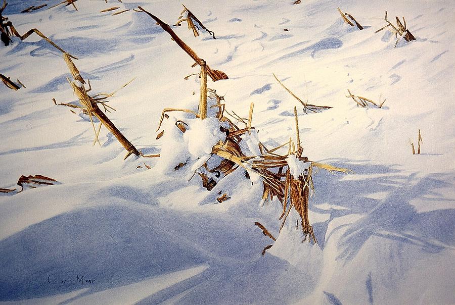 Cornfield under Snowdrifts #2 Painting by Conrad Mieschke