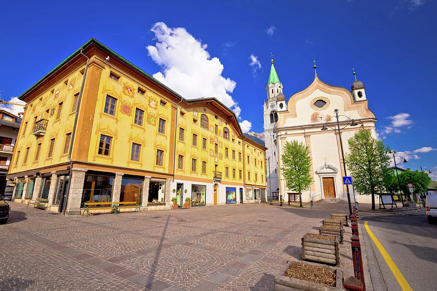 Cortina d Ampezzo main square architecture view #1 Photograph by Brch Photography