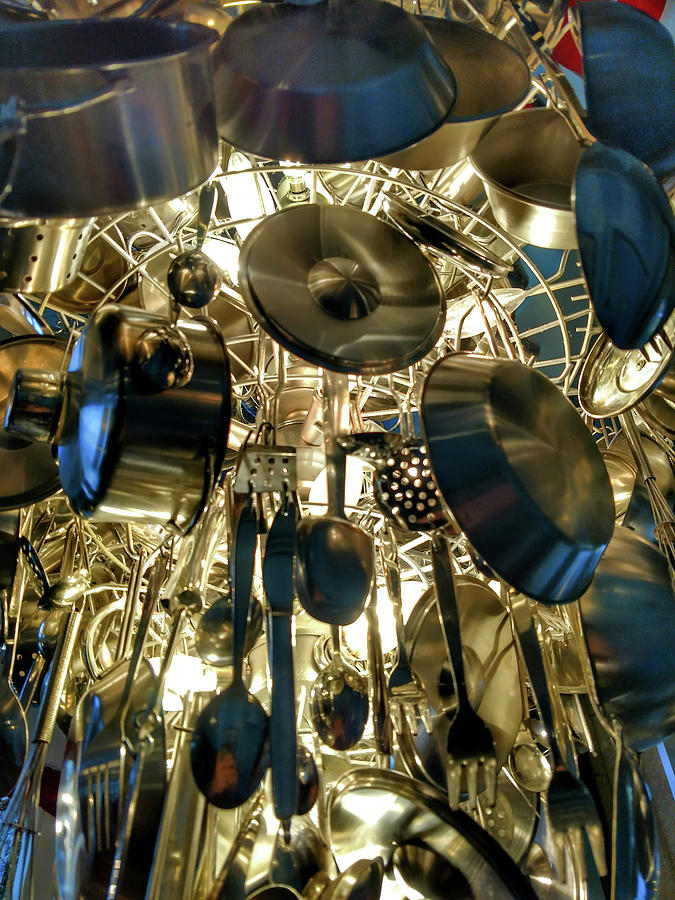 Country Kitchen Cookware Pots And Pans Chandelier #1 Photograph by Alex Grichenko