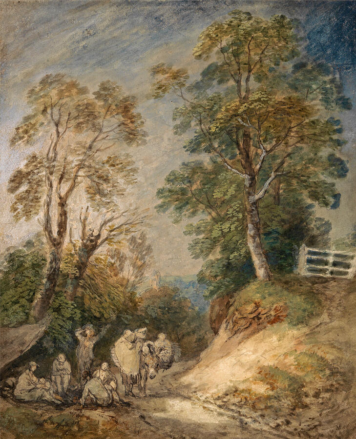 Country Lane with Gypsies Resting, from 1760-1765 Painting by Thomas Gainsborough
