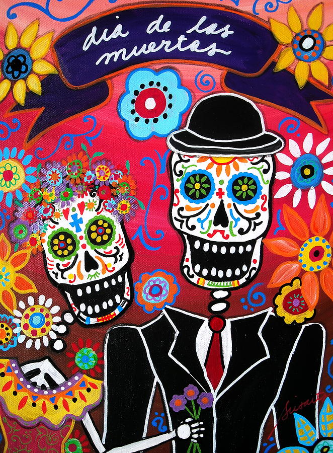 Couple Day Of The Dead #1 Painting by Pristine Cartera Turkus