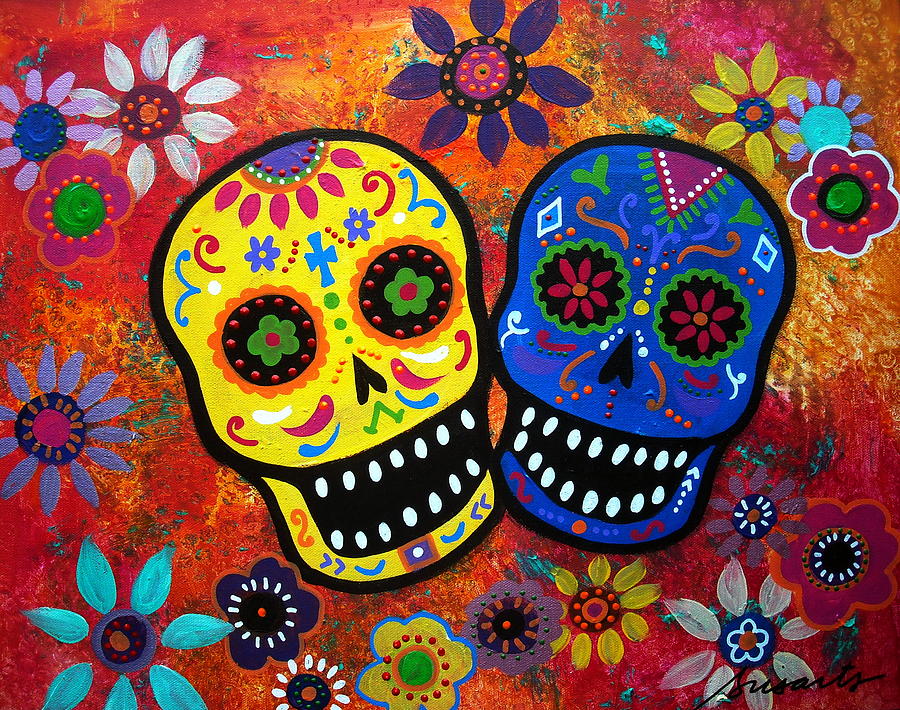 Skull Painting - Couple Dia De Los Muertos #1 by Pristine Cartera Turkus