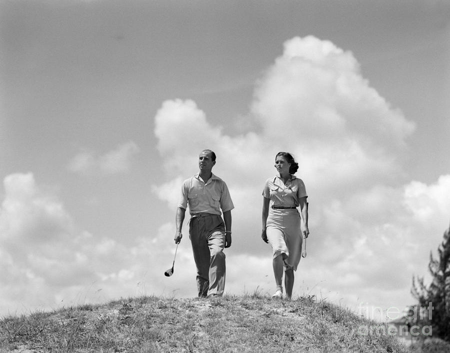 Couple Out Golfing, C.1930s #1 Photograph by H. Armstrong Roberts/ClassicStock