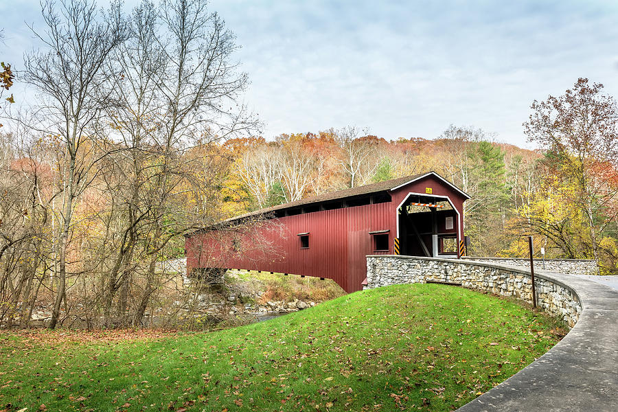 Covered Bridge in Pennsylvania during Autumn #1 Photograph by Patrick Wolf