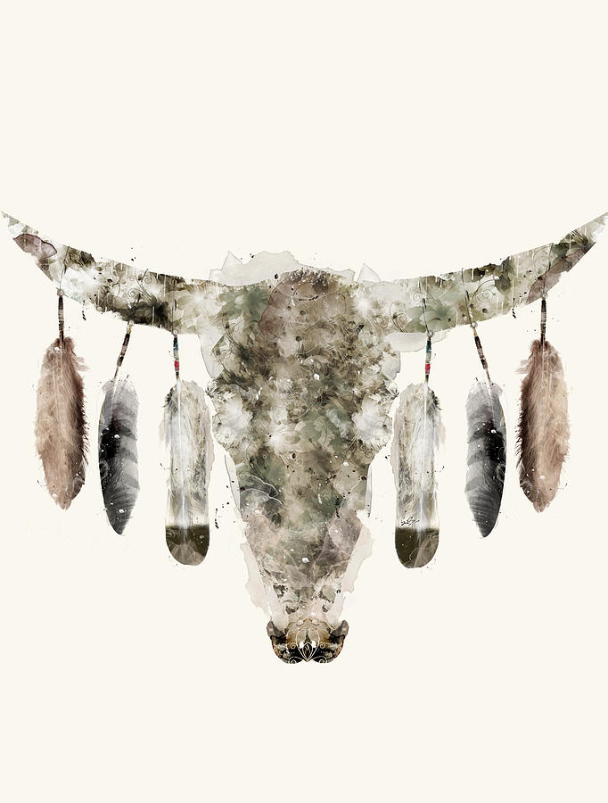 Cow Skull Painting - Cow Skull by Bri Buckley Cow Skull Painting - Cow Skull by Bri Buckley