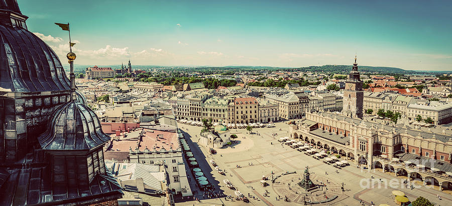 Cracow, Poland panorama. Old town market square and Cloth Hall #1 Photograph by Michal Bednarek