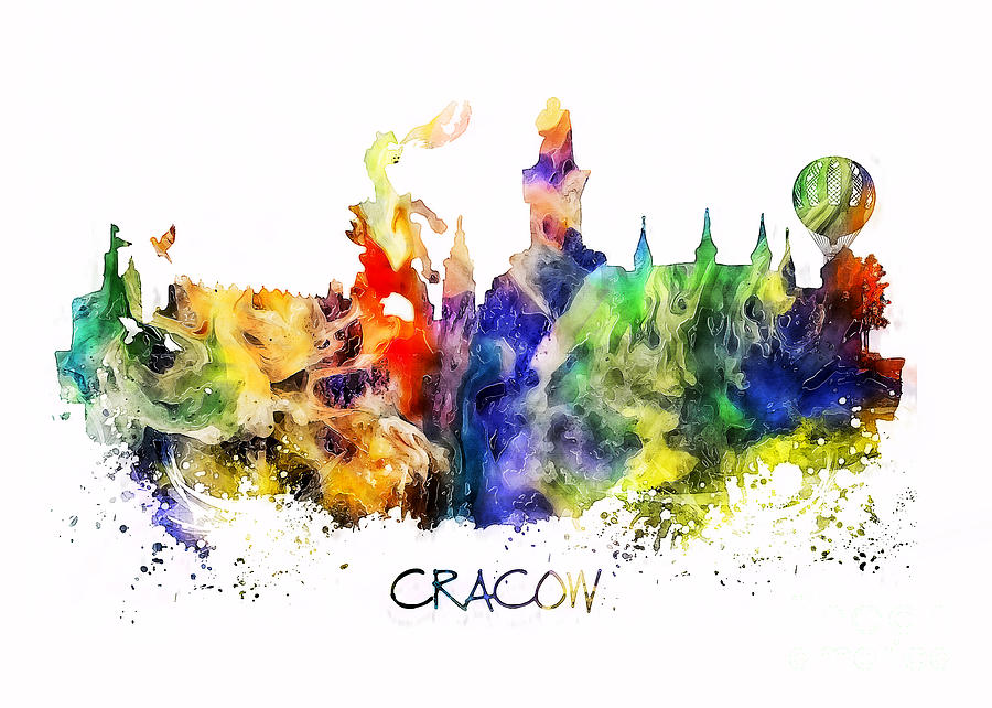 Cracow skyline city #1 Digital Art by Justyna Jaszke JBJart
