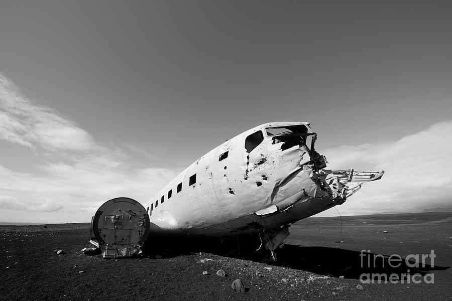 Crashed DC 3 Plane in Iceland BW #1 Photograph by Michael Ver Sprill