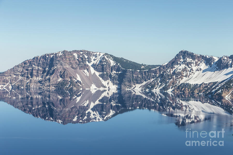 Crater lake perfect reflection in Oregon, USA #1 Photograph by Didier Marti