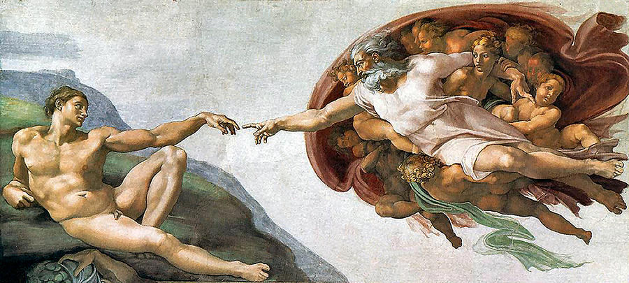 Creation Of Adam Painting by Troy Caperton