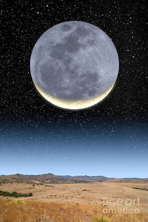 Moon Photograph - Crescent Moon And Earthshine #1 by Larry Landolfi