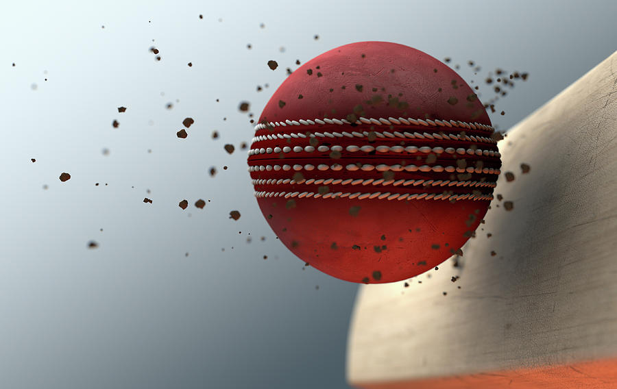 Cricket Digital Art - Cricket Ball Striking Bat In Slow Motion #1 by Allan Swart
