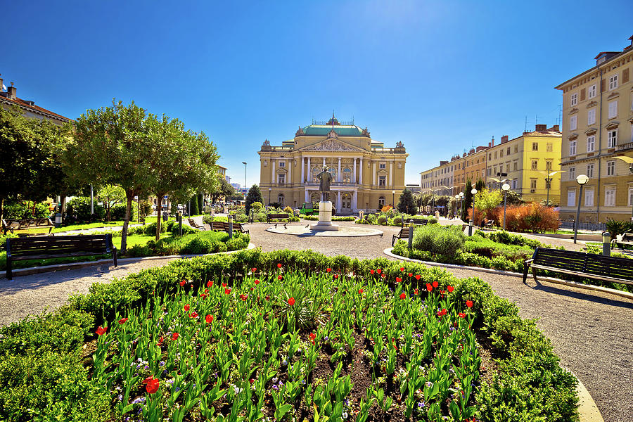 Croatian national theater in Rijeka square view #1 Photograph by Brch Photography