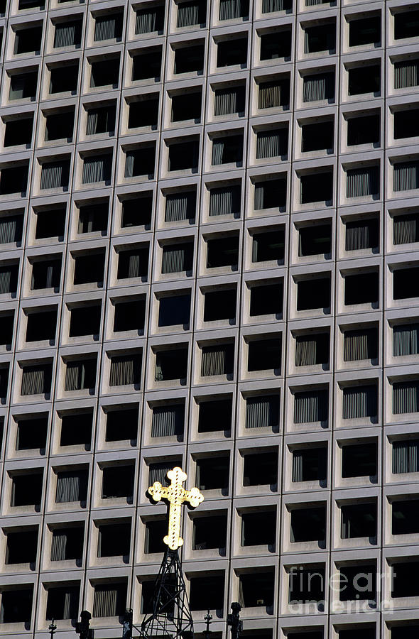 Cross and Building #1 Photograph by Jim Corwin