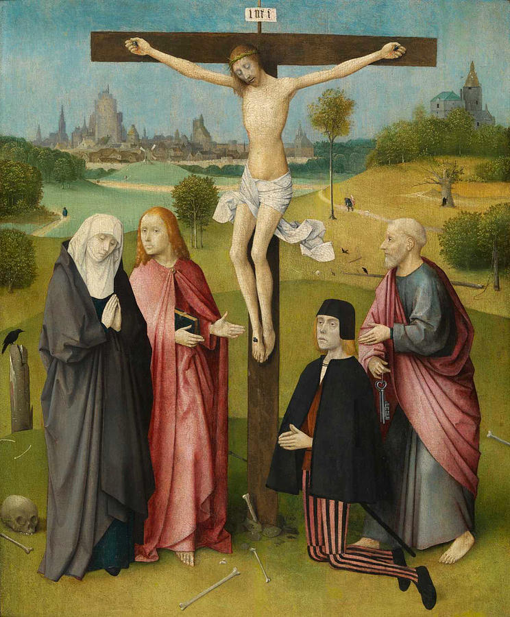 Hieronymus Bosch Painting - Crucifixion with a Donor #1 by Hieronymus Bosch